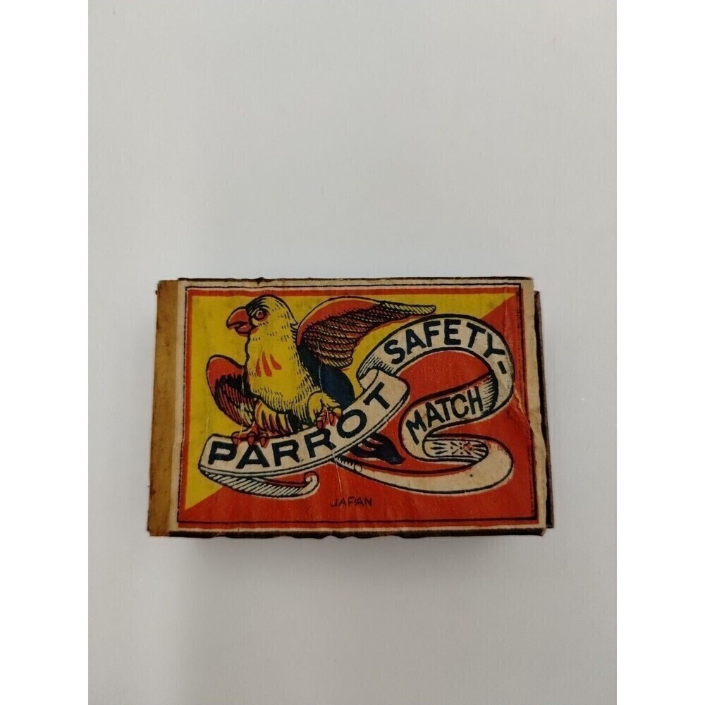 Parrot Safety Matches Vintage Matchbox label  Made In Japan With Felt Ba…